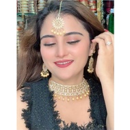 Indian Necklace And Forehead Set Gem Work Products Ready For Delivery Indian Jewelry Set Indian Chok