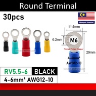 [30PCS] RV5.5-6 RV5.5-5 M5 M6 Ring Spade Wire Crimp Pressed Terminals Cable