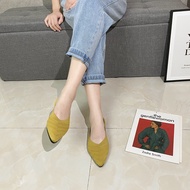 ZB1 Women's Flying Woven Shoes2021Spring and Summer New Pointed Flat Knit Breathable Peas Shoes Shal
