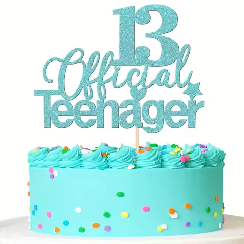 1 PC 13th Birthday Cake Topper - Glittery Teenager Cake Decor for 13 Year Old Birthday Party
