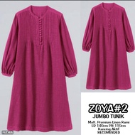 SUPER JUMBO / ZOYA TUNIK / ATASAN WANITA MUSLIM / LINEN TEBAL / LD 120-140 PJ 120-125