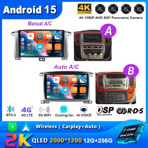 Car DVD Android 15 For Toyota LC100 Land Cruiser 100 LC 100 2002 2003 -2007 Auto Multimedia Player G