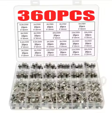 360pcs 5*20,6*30mm Glass Tube Fuse Combination Fast Melting Glass Tube Fuse Combination Kit Fast Mel