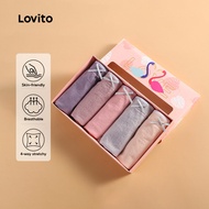 Lovito Casual 5pcs With Box Cloud Cotton Antibacterial Panties Skin-friendly Breathable 4-way stretc