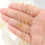 สร้อยคอเงินแท้92.5%Italyชุบ2กษัตริย์ (WG+G) ลาย ปล้องอ้อยตัดลายจิกเพชร ขนาด 2mm.