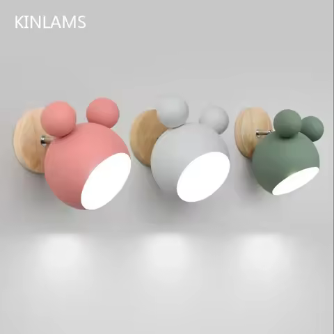 Modern Wall Lamps Cartoon Mickey Styling Coloful Wall Sconces Kitchen Restaurant Macaroon Decorative