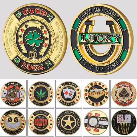 Metal Poker Card Guard Protector Poker Cards Metal Souvenir Chips Casino Dealer Coin Poker Game Hold