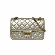 CHANEL 2.55口蓋包迷你20cm金色牛皮30開金扣