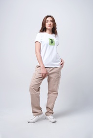 Logo Jeans Kaos Wanita Carlissa Offwhite 12840L4OW