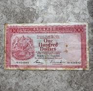 大紅三魚 舊銀紙 香港舊鈔100元 收藏