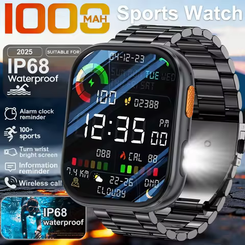 2025 new smart watch 1000MAH 2.04 inch ultra HD screen all day health heart rate detection 70+ sport