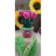 BUNGA MINI TULIP / KAWAT BULU / SMALL POT FULL KAWAT BULU