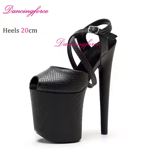 Snake 20cm Super High Heels Peep Toe Women Sandals Thick Platform Nightclub Thin Heels Pole Dance Mo