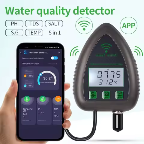 Tuya WiFi 5 in1 Water Quality Tester Online Monitor TDS EC S.G Salinity Temperature Test PH Meter Hy