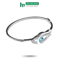 Vòng Tay, Lắc Tay Nữ BẠC HIỂU MINH LTU310 Dạng Kiềng Nụ Hoa Đá Xanh