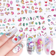 QC 1Pcs Water Nail Stickers Unicorn Cute Cartoon Design Girl Childen Pretend Play Toys