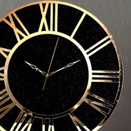 Large black wall clock 50 cm Golden dial Handmade art clock Silent wall clock