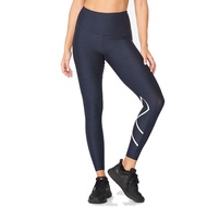 [2XU Australia] Women's Middle-End High Waist Training Compression Trousers Midnight Blue/White Spor