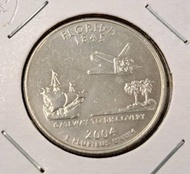 少見硬幣--美國2004年25美分-50州紀念幣-佛羅里達州 (United States 50 State Quarters-2004 Florida)