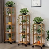 Multilayer Plant N With Wheels Floor /Bamboo Pot / Flower Stand Shelf /Plant Display Rack /Bamboo  /