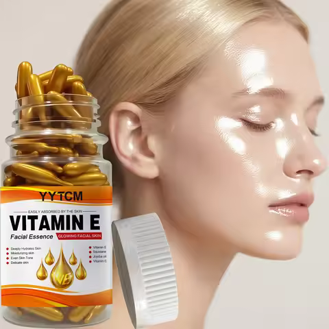 Vitamin E Deep Moisturizing Capsule Essence, Hydrates and Smoothes the Skin, Contains Plant-Based Sq