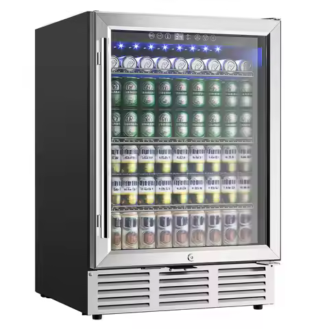 Beverage Refrigerator 24Inch 180 Can Built-in Beverage Cooler Under Counter Beer Fridge Soda Water W
