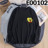 PINKHOUSE8 Cotton T-Shirt SPONGEBOB SQUARE PANTS 3XL Men Long sleeve navy Baju E00102
