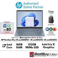 HP Pavilion Plus 14-ew0048TU Blue - 14-ew0055TU Pink - 14-ew0056TU Silver Laptop (Intel i7-1355U, 16gb ram, 512gb ssd, Intel Iris Xe Graphic, 14", Win11, OPI)
