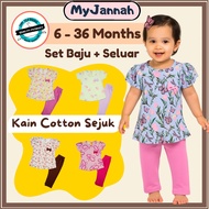 (6-36M) Set Baju Budak Perempuan Baby Girl SDM T-Shirt Seluar Panjang Baby Clothing