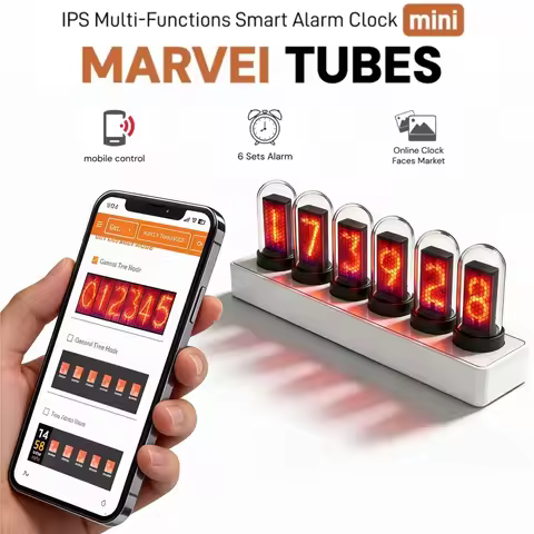 Nixie Tube Clock, RGB Color Pseudo-Nixie Tube, Customized Electronic Album, New Weather Mode 6 IPS D