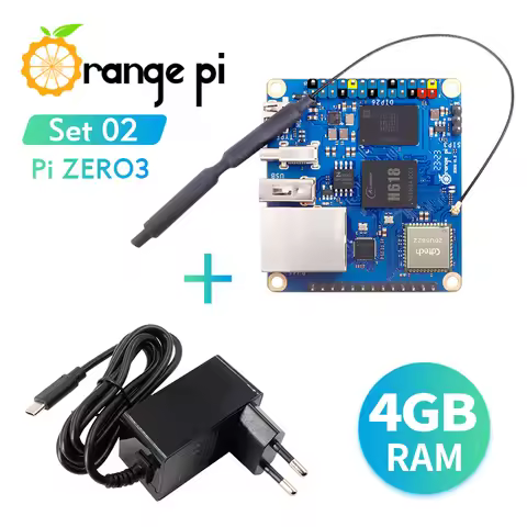 Orange Pi Zero 3 4GB+5V3A Type-C Power Supply, Orange Pi Zero3 DDR4 Allwinner H618 WiFi+BT BLE Mini 