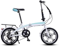 Fashionable Simplicity 20 Inch Folding Bike Foldable Bicycle Steel Frame Dual Disc Brake Rear Suspension Lightweight Commuting Bike with Fender Rear Rack for Adult Men and Women Teens City Bicycle Bik