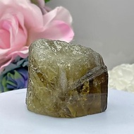 天然稀有茶黃水晶 雙色水晶 原石柱能量原礦石 黃茶晶柱 5*6cm