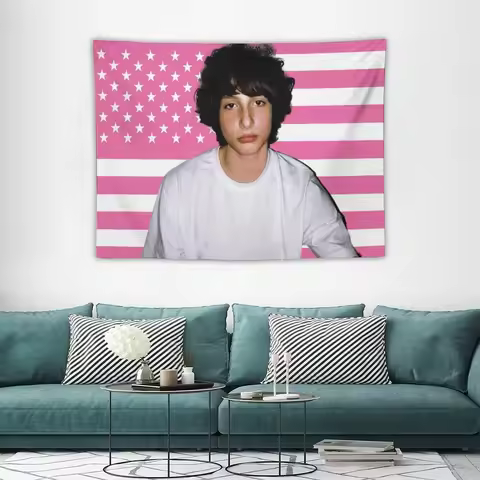 Funny F-Finn W-Wolfhard Tapestry Pink US Flag Print Wall Art Home Decor For Living Room Bedroom Dorm