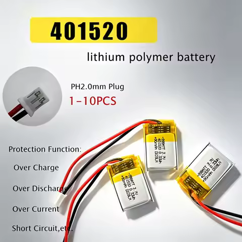 401520 3.7V Battery 90mAh Lipo Rechargeable Polymer Lithium Batteries for Bluetooth Headset Wireless