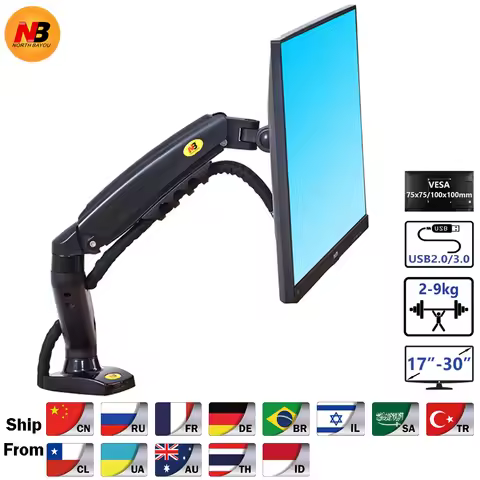 New NB F80 + 2XUSB3.0 Desktop Gas Spring 17-30" LCD LED Monitor Holder Mount Arm Full Motion Display
