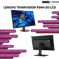 (2 FREEGIFTS) Lenovo ThinkVision P24H-20 24" QHD IPS Monitor | Type-C + HDMI + DP + LAN Port