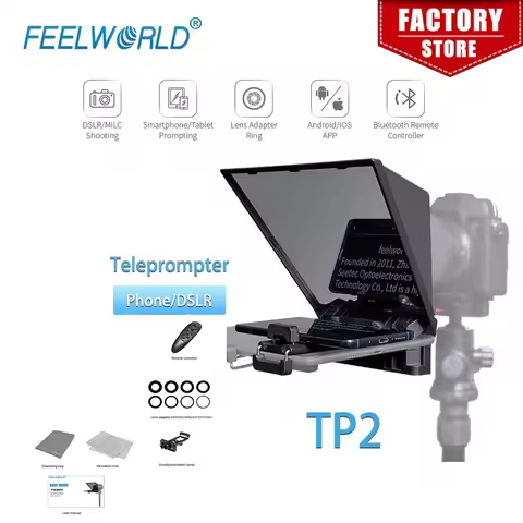 FEELWORLD TP2 Portable Teleprompter DSLR Camera with Remote Control Phone Recording Mini Inscriber M