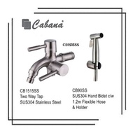 Cabana CB1515SS Two Way Tap + CB90SS SUS304 Hand Bidet c/w 1.2m Flexible Hose and Holder