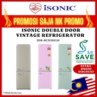 [FREE DELIVERY + FREE GIFT] iSONIC Double Door Vintage Refrigerator IDR-BCD261LH 2 door Peti Sejuk 冰箱Fridge 240L