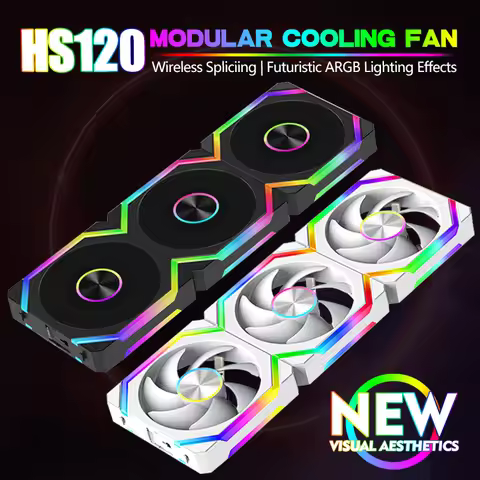 JUMPEAK HS120 Halo ARGB Cooling Fan 360mm 240mm Modular Stackable Splicing 120mm RGB Fans Kit For Ga