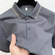 Ice Silk Polo Men's Short-Sleeved t-Shirt Men's Business Polo Shirt Polo Shirt Men's Shirt Men's Casual Men's Lapel Polo Short-Sleeved Top Fashion Men's Summer Men's Clothing