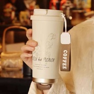 aqua flask tumbler original tumbler Lily of the valley thermos mug ceramic liner coffee cup female high value accompanying portable straw water cup 2024 new