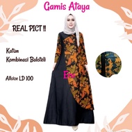 Baju Fashion wanita Gamis batik kombinasi syari dress muslim polos