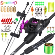 Sougayilang Baitcasting Fishing Combo High Speed 7.2:1 Gear Ratio Reel + UL Carbon Fiber Rod 1.8M (5