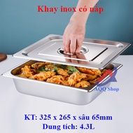 Khay buffet inox có nắp-đựng thức ăn buffet - topping - thực phẩm