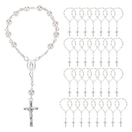 Flash Deal- <br>30Pcs Baptism Rosary Beads Finger Baptism Rosaries Faux for Baptism Favors Favors Co
