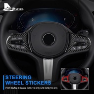 Real Carbon Fiber Car Steering Wheel Frame Cover Sticker For BMW 3 Series G20 Z4 G29 2019-2023 Inter