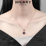 HILARY JEWELRY Necklace 純銀項鏈 Korean For Accessories Silver Fashion Perempuan Women 925 Leher Chain Rantai Amethyst Pendant Perak Sterling Original N62