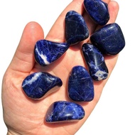 {UU61} หินโซดาไลต์ (1 " - 1.75") คริสตัลและหินบำบัด-หินtumbled โซดาไลต์-ผลึกคอ Chakra-หินคริสตัล Sod